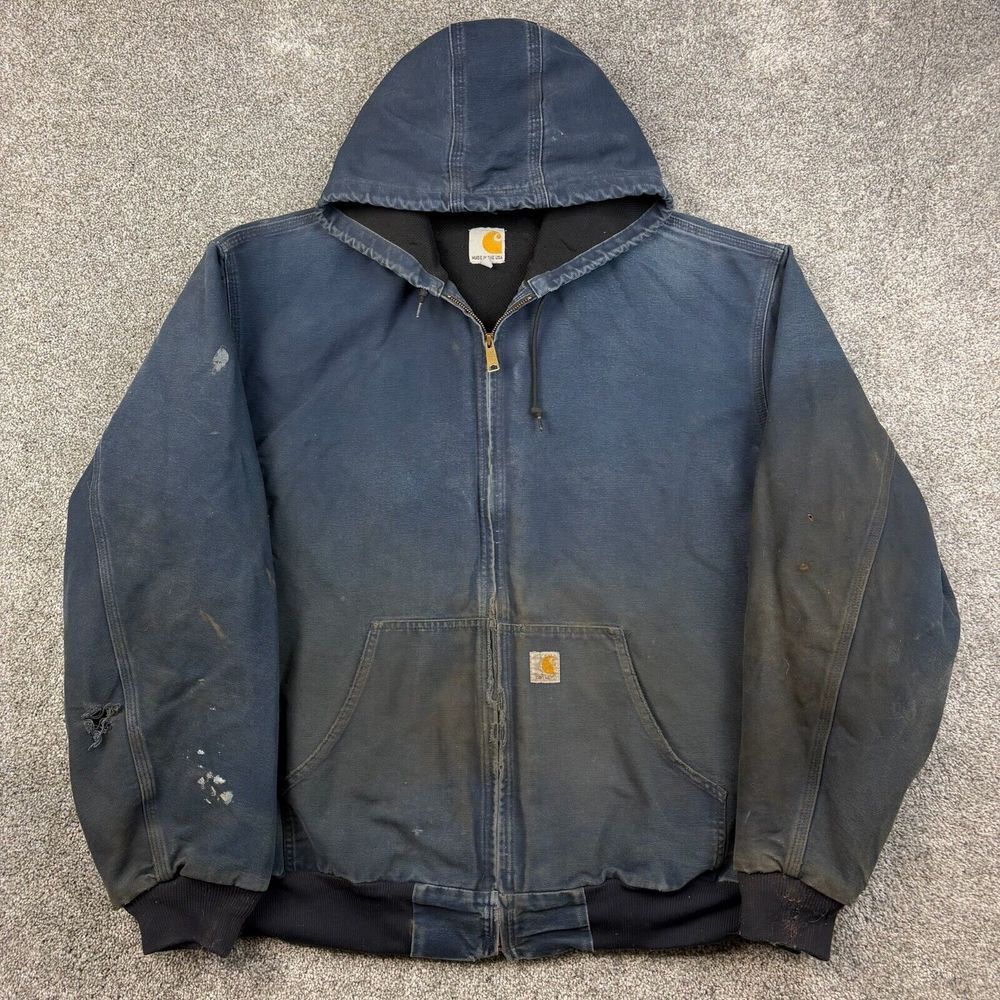 Carhartt J131 Canvas Jacket Mens 3XL Tall Navy Blue Duck Canvas USA Made Thermal